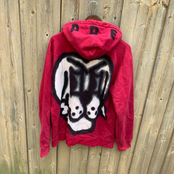 Supreme Bone Zip Up Sweatshirt Cardinal Red XL - Picture 9 of 13
